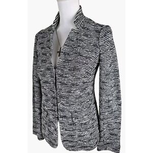 Talbots ~Woman Size 2~ Black/White Striped Cotton Blend Jacket Blazer Unlined.